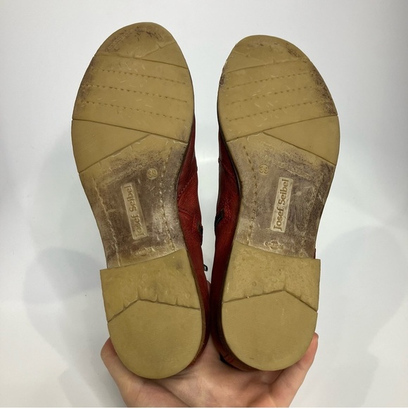 Josef Seibel red leather Sienna 45 ankle boots women’s size 39 boho trendy - Picture 7 of 9